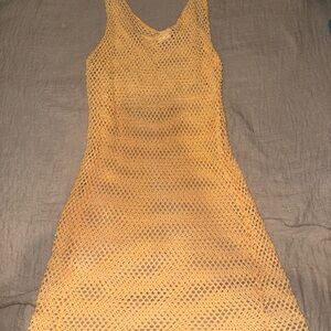 Elegant Tan Crochet Swim Coverup